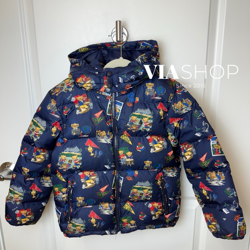 Polo Bear by Ralph Lauren Kid’s Water-Repellent Down Jacket, Multi, Retail $195 - Picture 2 of 9